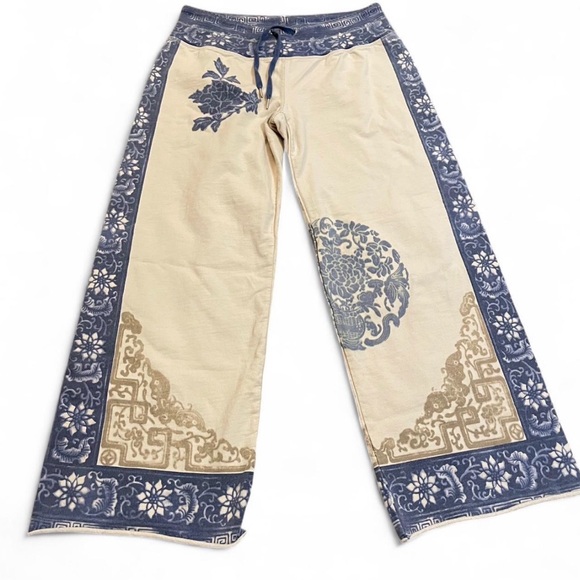 Lucky Brand Pants - Lucky Brand Y2K Cropped Sweatpants Chinoiserie Porcelain Print Boho Size XS